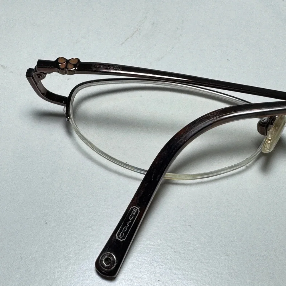 Coach Sherri 122 Tan Bronze Oval Semi Rimless Eyeglass Frames 49-17-130